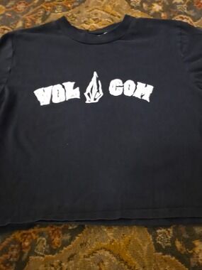 4/$25 Deal! Volcom Black Crop Short Sleeve Tee with White Logo